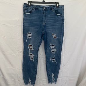 Kancan jeans with leopard print patches, size 2 extra large